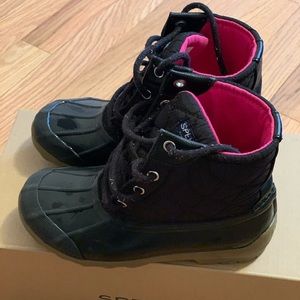 Girls Black Sperry Port Boot